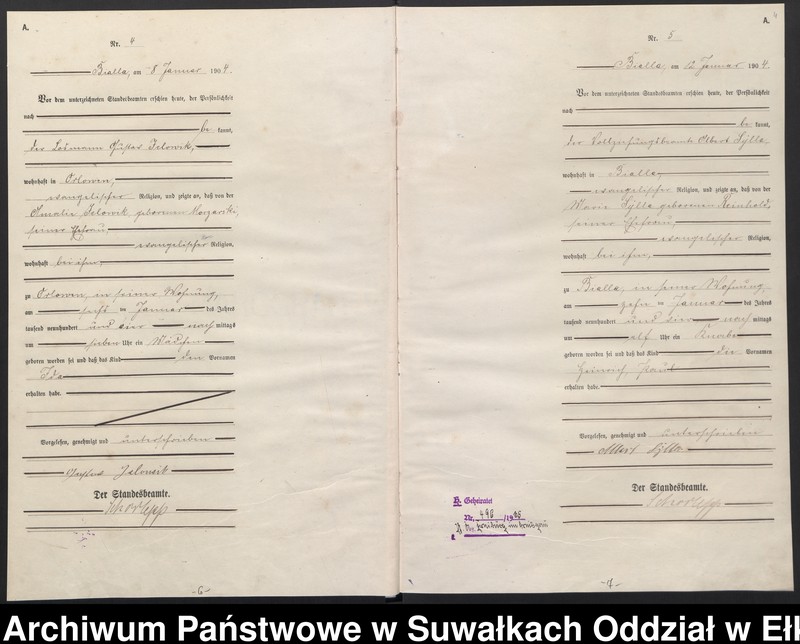 image.from.unit.number "Geburts-Haupt-Register des Königlichen Preussischen Standes-Amtes Bialla Kreis Johannisburg"