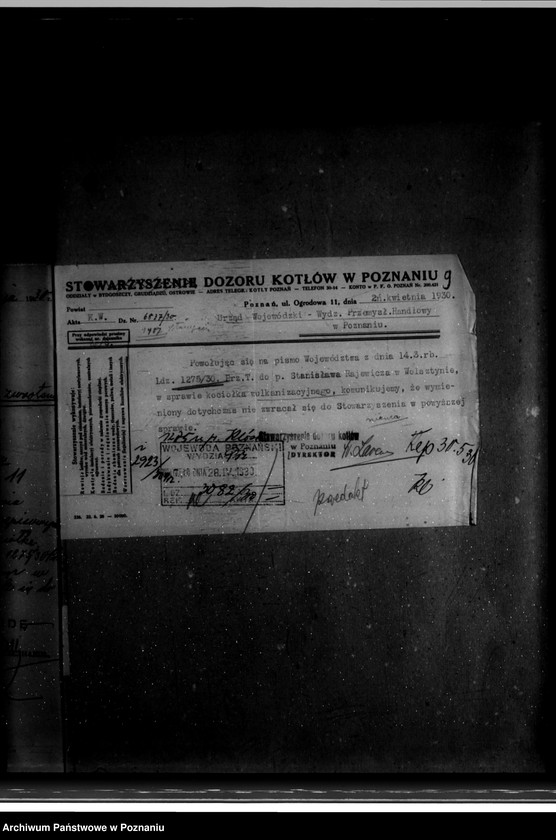 Obraz 13 z jednostki "Warsztat wulkanizacyjny St. Rajewicza w Wolsztynie nr woj. kotła 6504"