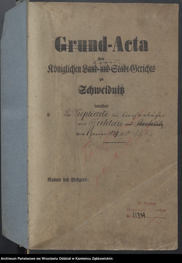 image.from.unit.number "Amtsgericht Schweidnitz Duplicate der Kirchenbücher von Guhlau"
