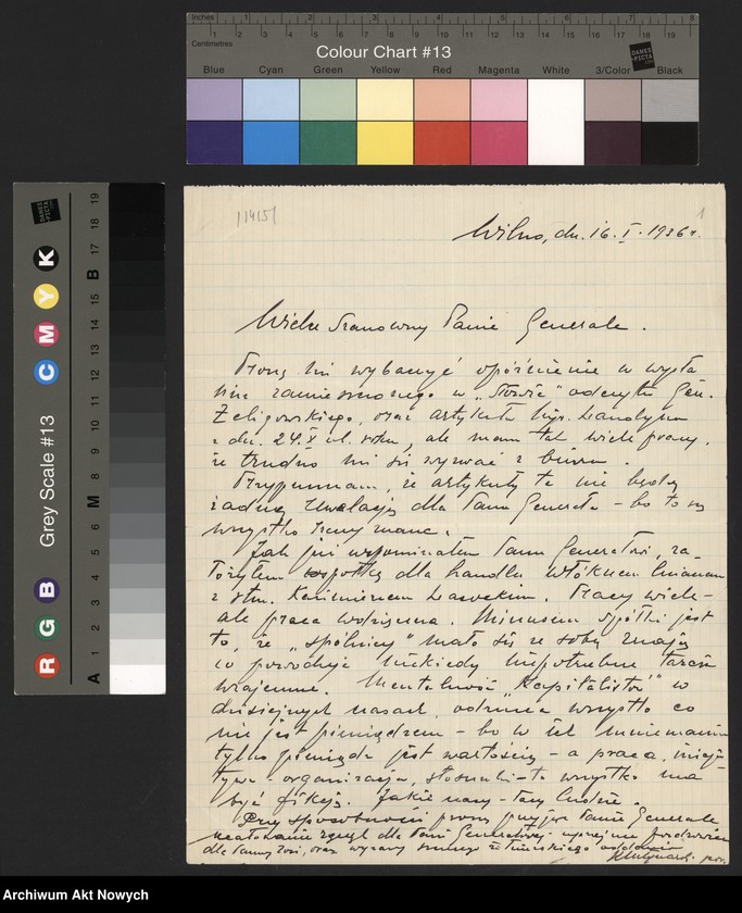 image.from.unit.number "Klutynarski, porucznik. Przesłanie wycinków prasowych. Odczyt Żeligowskiego. Założenie spółki handlowej."