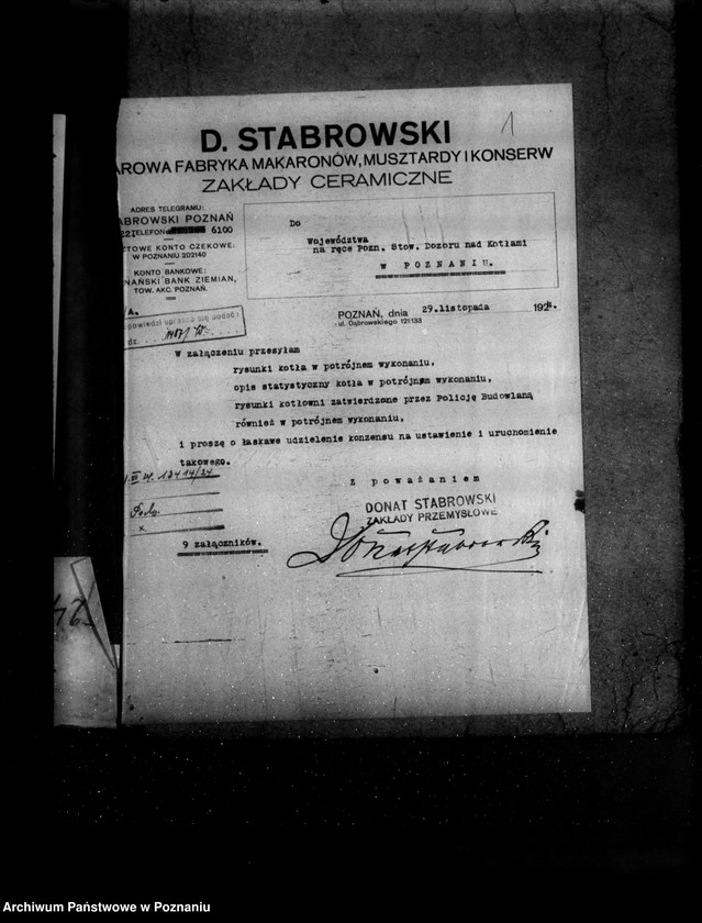 Obraz 5 z jednostki "Gorzelnia w majątku Szczuczyn własność Ordynacja w Kobylnikach powiat szamotulski nr woj. kotła 5249 pop. własność Fabryka makaronów musztard i konserw D. Stabrowskiego w Poznaniu"