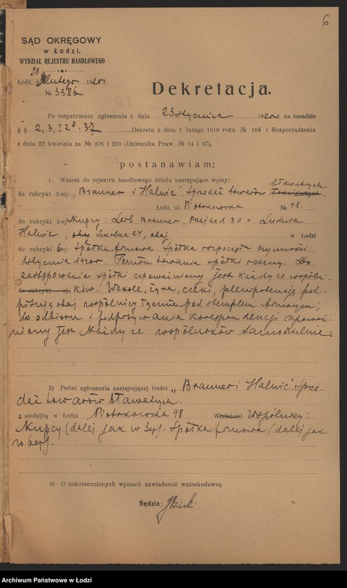 Obraz 8 z jednostki "Lejb Brauner, Ludwik Halwie- sprzedaż towarów łokciowych"