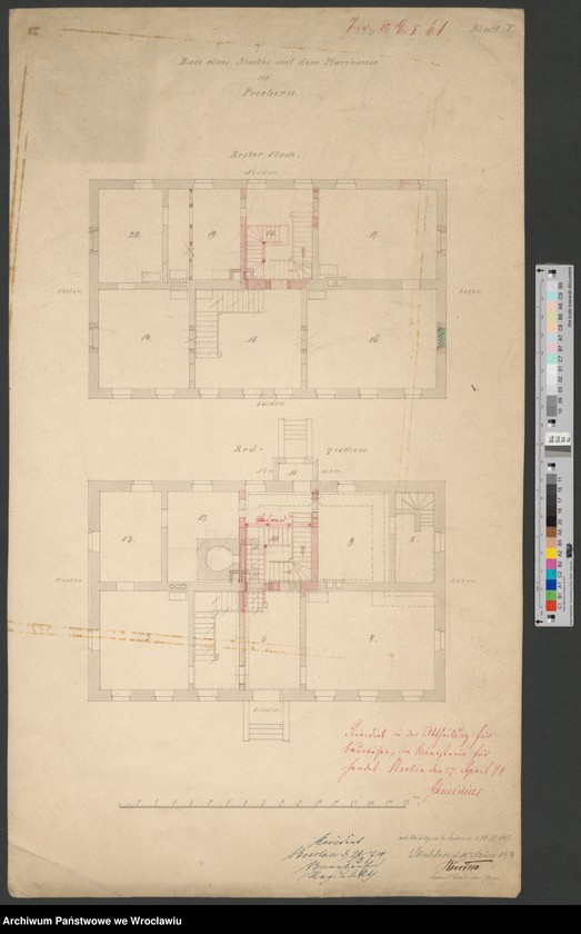 image.from.unit.number "Bau eines Stockes auf dem Pfarrhause zu Prieborn. Baltt V"