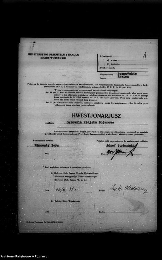 image.from.unit.number "Kwestionariusz Gazowni Miejskiej w Bojanowie powiat rawicki"