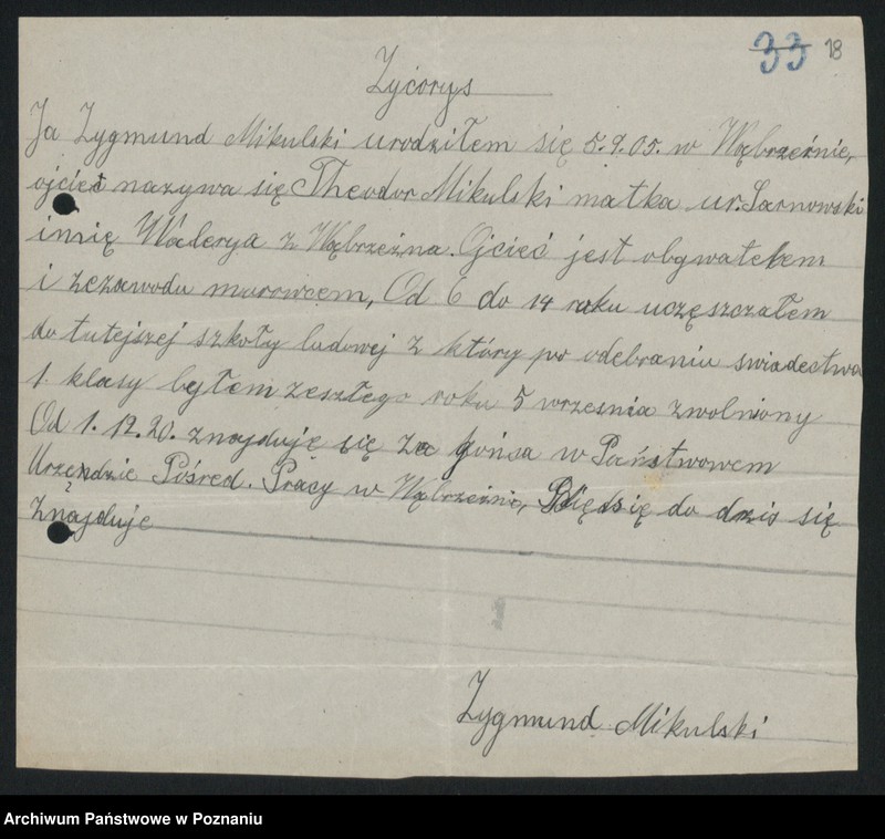 Obraz 19 z jednostki "[Sprawy osobowe Urzędu Pośrednictwa Pracy w Wąbrzeźnie i Wejherowie]"