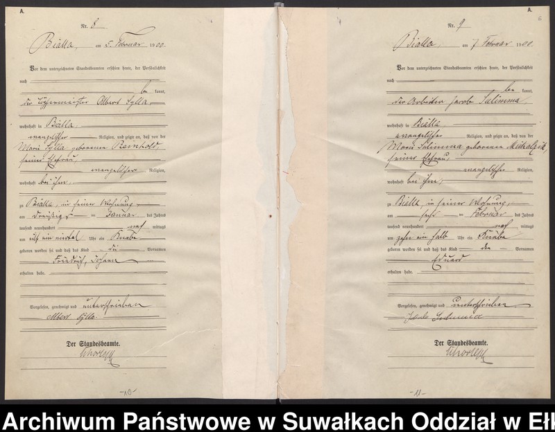 image.from.unit.number "Geburts-Haupt-Register des Königlichen Preussischen Standes-Amtes Bialla Kreis Johannisburg"