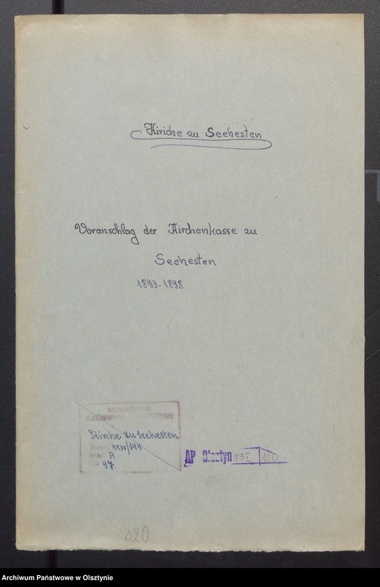 image.from.unit.number "Veranschlag der Kirchenkasse zu Seehesten"