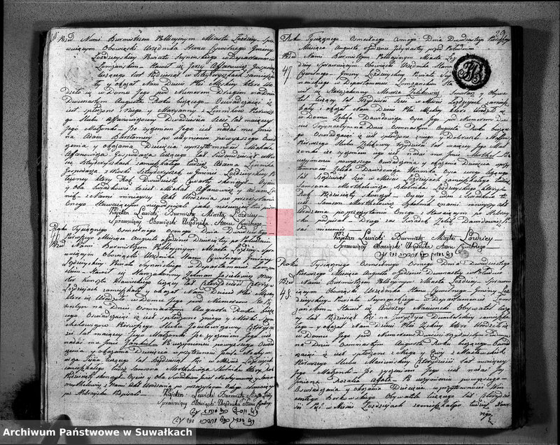 Obraz 17 z jednostki "Księga Akttów Urodzenia w Gminie Łozdziejskiey Pttu Seyneńskiego w Deppartamentcie Łomżyńskim 1808 Maja 1 go dnia sporządzona"