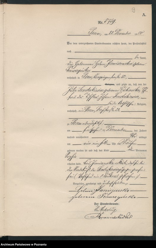 Obraz 12 z jednostki "Księga miejscowa urodzeń"