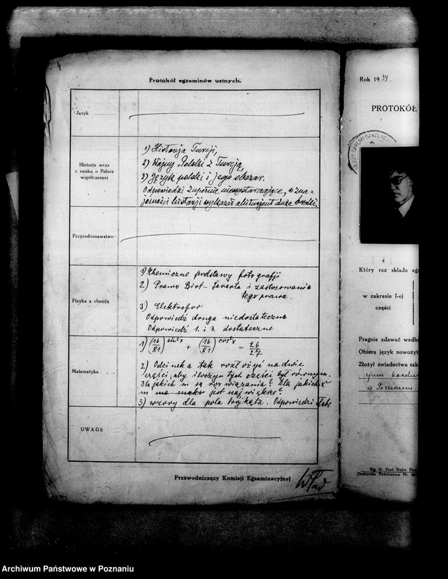 Obraz 7 z jednostki "Protokoły z egzaminów dojrzałości dla eksternistów abiturientów, prywatnego gimnazjum koedukacyjnego z niemieckim językiem nauczania imienia Schillera w Poznaniu"