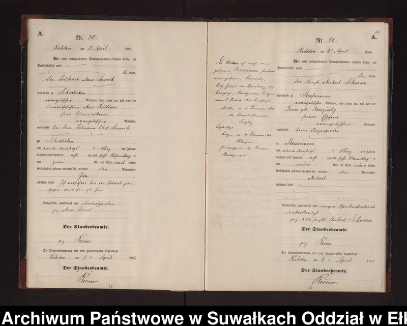 image.from.unit.number "Geburts-Neben-Register des Preussischen Standes-Amtes Stasswinnen Kreis Loetzen"