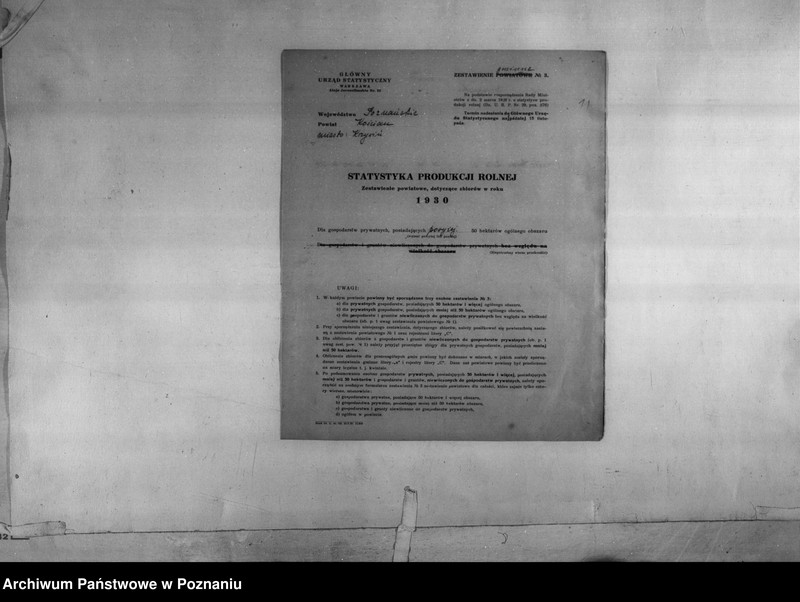 Obraz 13 z jednostki "/Statystyka produkcji rolnej - zestawienie z terenu powiatu kościańskiego"