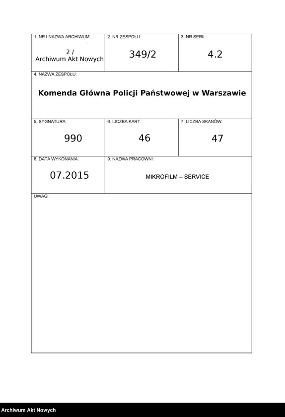Obraz 1 z jednostki "Kontrola przeniesień służbowych szeregowych Policji Państwowej. [Wykazy], korespondencja"