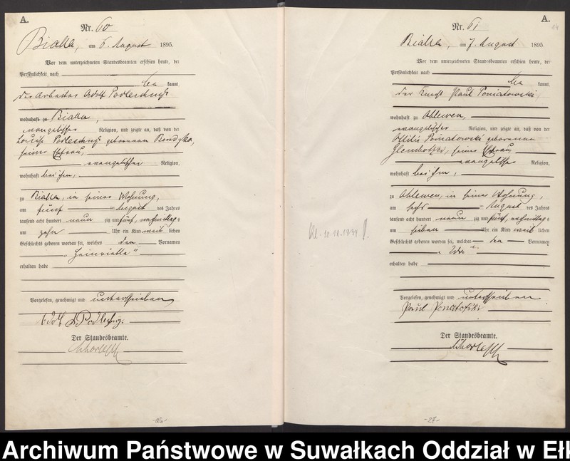 image.from.unit.number "[Geburts-Haupt-Register des Königlichen Preussischen Standes-Amtes Bialla Kreis Johannisburg]"
