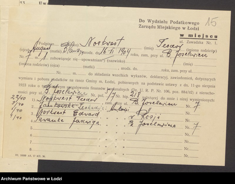 image.from.unit.number "Księga inwentarzowa nieruchomości m. Łodzi ul. Joselewicza"