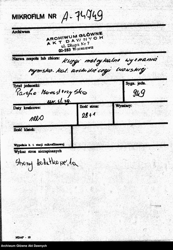 image.from.unit.number "Parafia: Monasterzyska. Dekanat: Buczacz. Ekstrakty z księgi metrykalnej urodzeń, ślubów i zgonów dla miasta Monasterzyska i wsi: Berezówka, Bertniki, Czeremchów*, Dobrowody*, Dubienko, Folwarki, Hołhocze**, Huta Nowa, Huta Stara, Korościatyn***, Kowalówka*, Olesza*, Sawałuski*, Słobódka Dolna, Słobódka Górna, , Suchodół***, Szwejków*****, Zastawce*****, Wolica**, Wyczółki***."