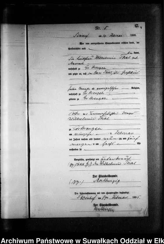 image.from.unit.number "Sterbe-Neben-Register des Preussischen Standes-Amtes Gr. Strengeln Kreis Angerburg"