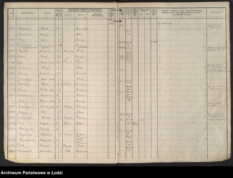 Obraz 10 z jednostki "Księga kontroli ruchu ludności (rejestr osób przybywających do gminy) Łódź, komisariat IV, ks. III, nr 6150-9390"