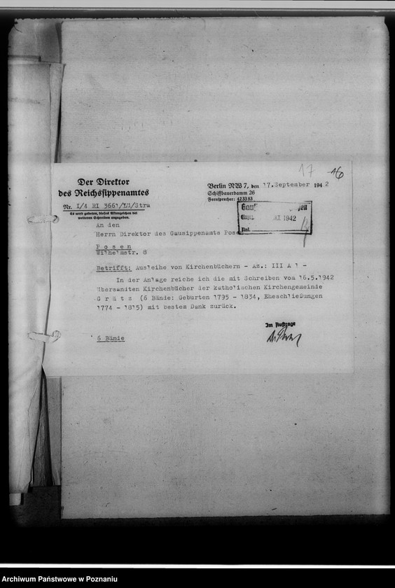 Obraz 20 z jednostki "[Korespondencja w sprawie wypożyczenia ksiąg kościelnych]"