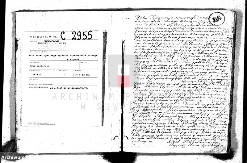 image.from.unit.number "Akta małżeństwa gminy wigierskiey od 1-go stycznia 1819 do dnia ostatniego grudnia tegoż roku 1819"