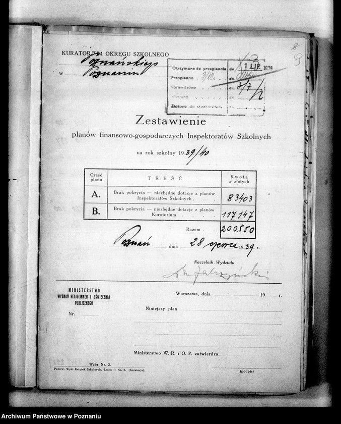 Obraz 13 z jednostki "Budżet na 1939/ 40 [Plany finansowo- gospodarcze inspektoratów szkolnych]"