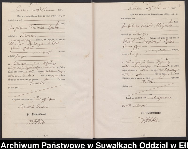 image.from.unit.number "Geburts-Haupt-Register des Königlich Preussischen Standes-Amtes Schaden Kreis Sensburg"