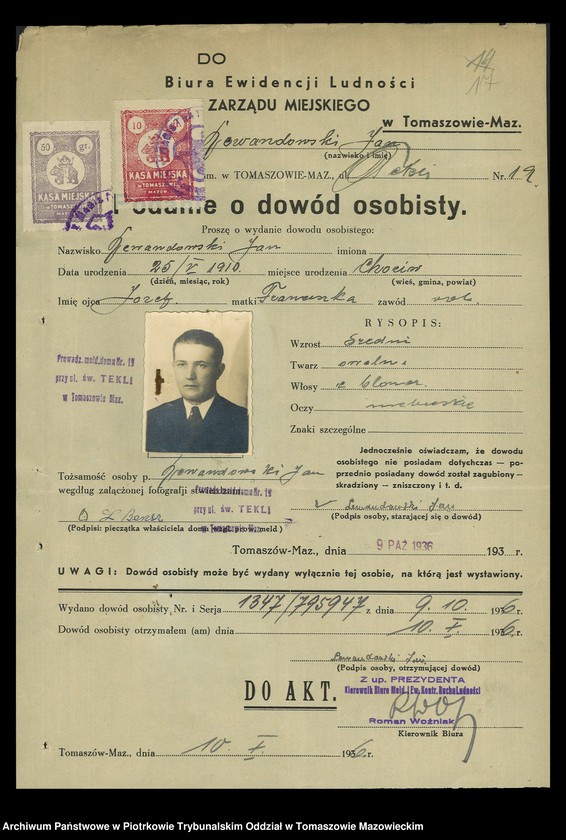 image.from.unit.number "Dowodów osobistych od nr 1334 do 1550. Tom VIII"