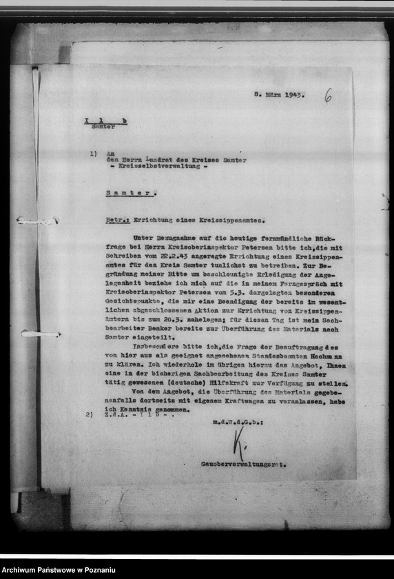 Obraz 10 z jednostki "[Korespondencja w sprawach organizacyjnych], Kreissippenamt Samter [Szamotuły]"