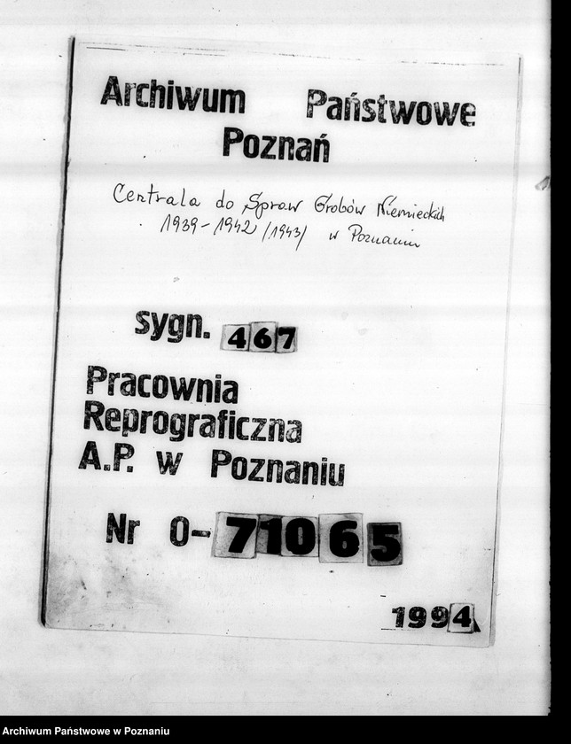 Obraz 1 z jednostki "Im Jahre 1940 beantragte Sterbeurkunden (miejscowych Niemców, którzy zginęli w 1939 roku"