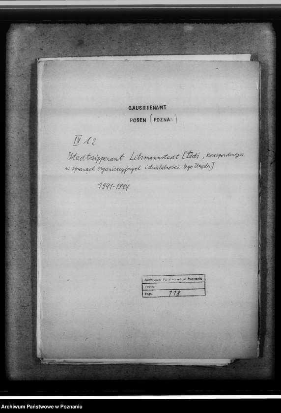 Obraz 4 z jednostki "Stadtsippenamt Litzmannstadt [Łódź, korespondencja w sprawach organizacyjnych i działalnośc]"