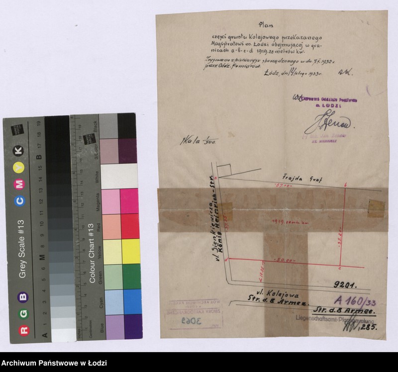 Obraz 1 z jednostki "Plan części gruntu Kolejowego przekazanego Magistratowi miasta Łodzi ..."
