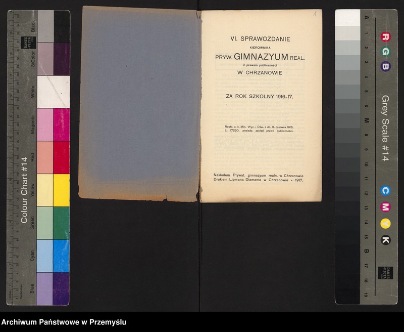 image.from.unit.number "VI Sprawozdanie kierownika Pryw[atnego] Gimnazjum Real[nego] w Chrzanowie za rok szkolny 1916/17"