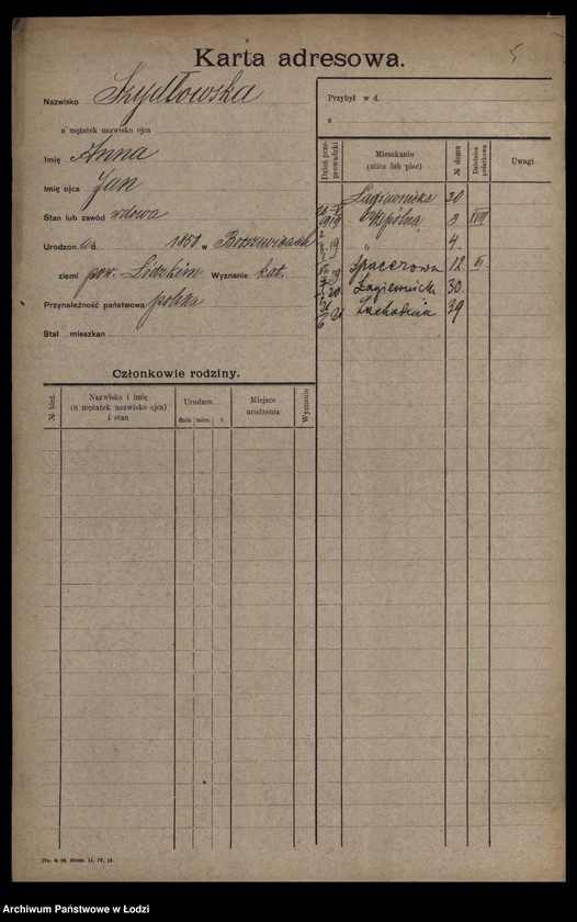 Obraz 7 z jednostki "[Spis ludności Łodzi] Szydłowska-Szymanowski"