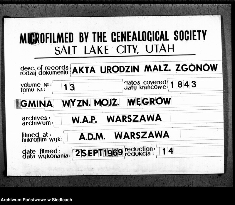 Obraz 1 z jednostki "Akta urodzeń, małżeństw, zgonów"