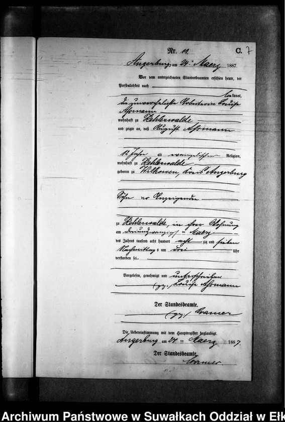 image.from.unit.number "Sterbe-Neben-Register des Preussischen Standes-Amtes Kehlen Kreis Angerburg"