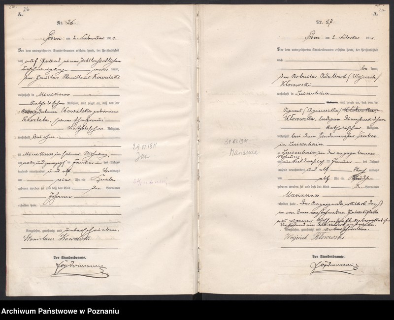 Obraz 16 z jednostki "Księga miejscowa urodzeń [Rejestr główny urodzeń]"