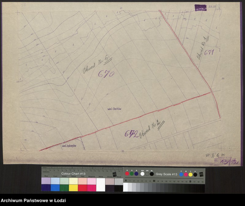 Obraz 1 z jednostki "Plan m. Łodzi 1:2000 z oznaczeniem podziału miasta na Obwody Komitetów Blokowych. Sekcja SO 57"