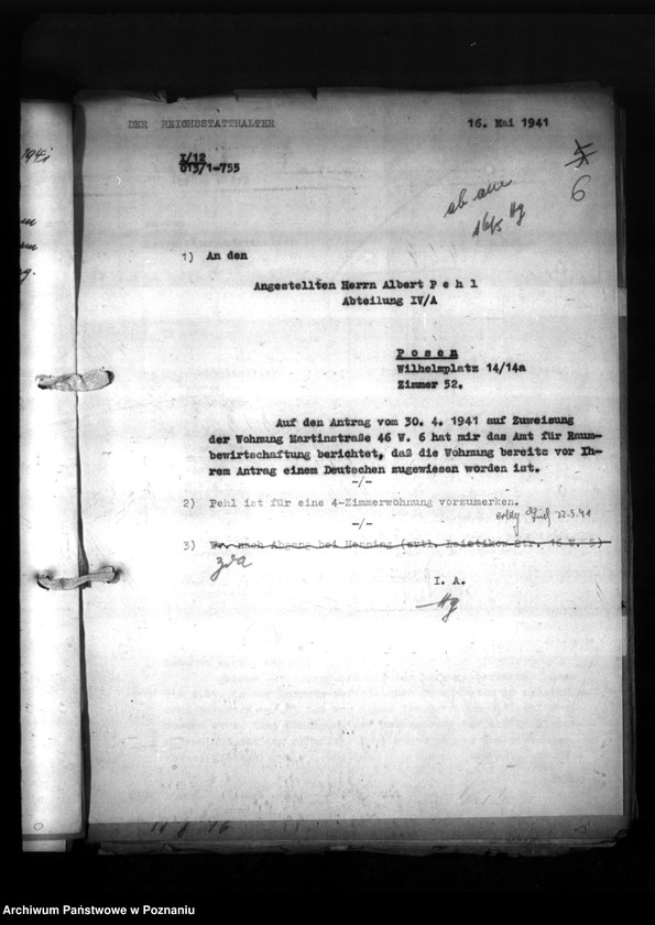 Obraz 10 z jednostki "Wohnungszuweisungen für Deutsche. Verdrängung der Polen."