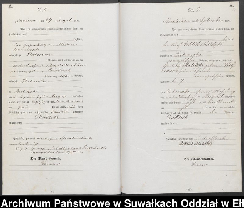 image.from.unit.number "Geburts-Haupt-Register des Königlich Preussischen Standes-Amtes Forstrevier Nicolaiken Kreis Sensburg für das Jahr 1883 [do 1887]"