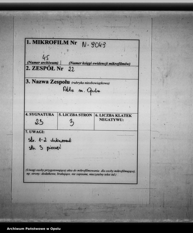 Obraz 6 z jednostki "Jan książę na Śląsku, Opolu, Głogówku etc. potwierdza tytuł własności Zygmunta Stoss