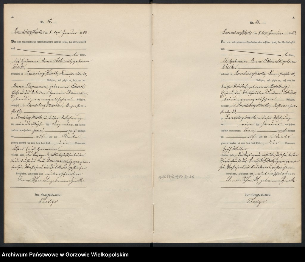 Obraz 8 z jednostki "Geburts Register"