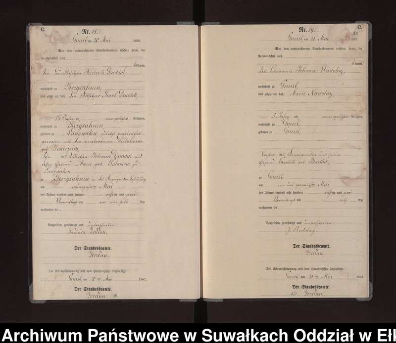 Obraz 14 z jednostki "Sterbe-Neben-Register des Königlich Preussischen Standes-Amtes Gneist Kreis Loetzen"