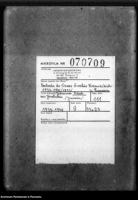 Obraz 2 z jednostki "Johannes Bloch aus Jarotschin (Jarocin)"