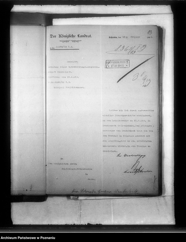 image.from.unit.number "Die Bildung der Draenage-Genossenschaft Deutschock im Kreise Schroda Trzek"