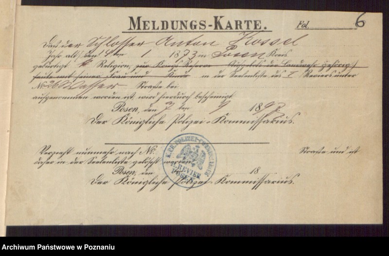 Obraz 8 z jednostki "Die von den Verlobten beigebrachten Urkunden zur Eheschliessung pro 1897"