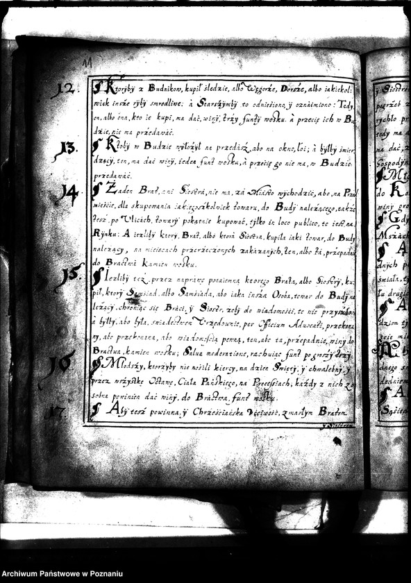 Obraz 16 z jednostki "Or. Rada miasta Poznania nadaje bractwu budniczemu nowy statut, składający się z 35 paragrafów."