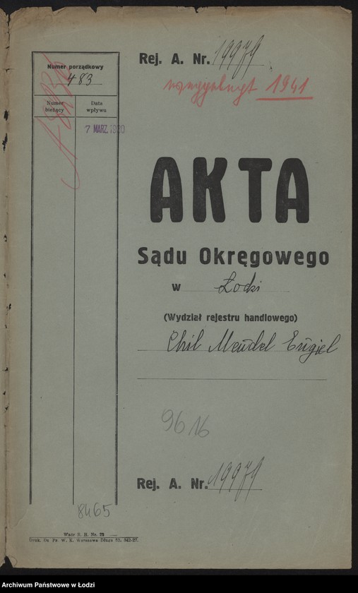 Obraz 2 z jednostki "Chil Mendel Engiel- mechaniczna pończoszarnia w Aleksandrowie"