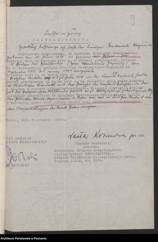 Obraz 12 z jednostki "Odpisy orzeczeń komisji weryfikacyjnej powstańców - kolejarzy."