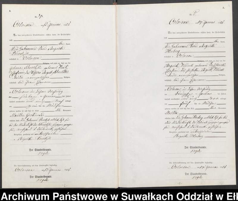 image.from.unit.number "Geburts-Neben-Register des Preussischen Standes-Amtes Orlowen Kreis Loetzen"
