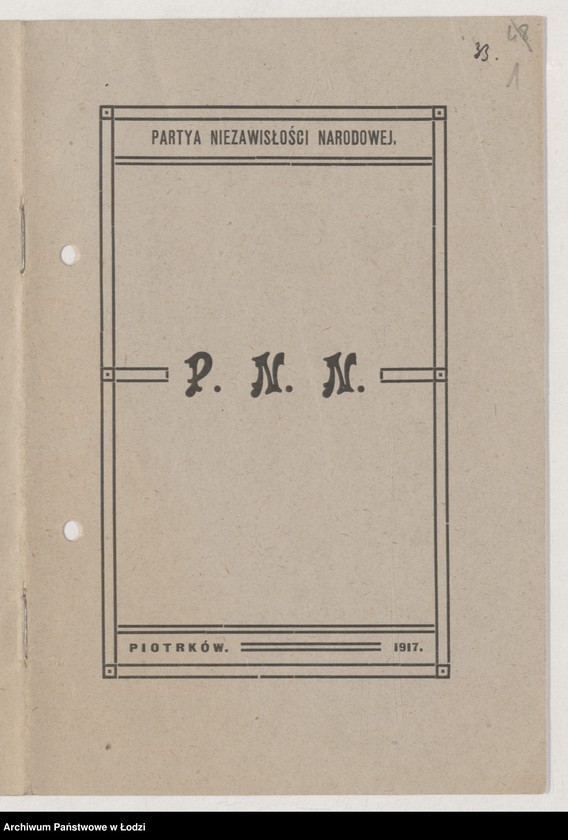 Obraz 1 z jednostki "[Broszura programowa Stronnictwa Niezawisłosci Narodowej]"